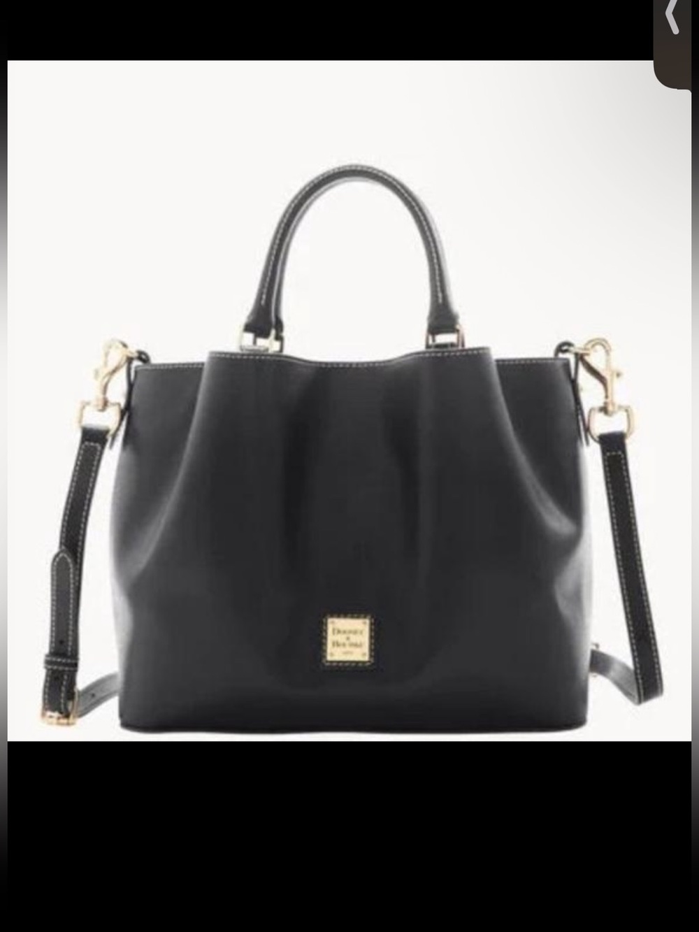 Dooney & Bourke Black Leather Top-Handle Shoulder Bag with Gold Hardware